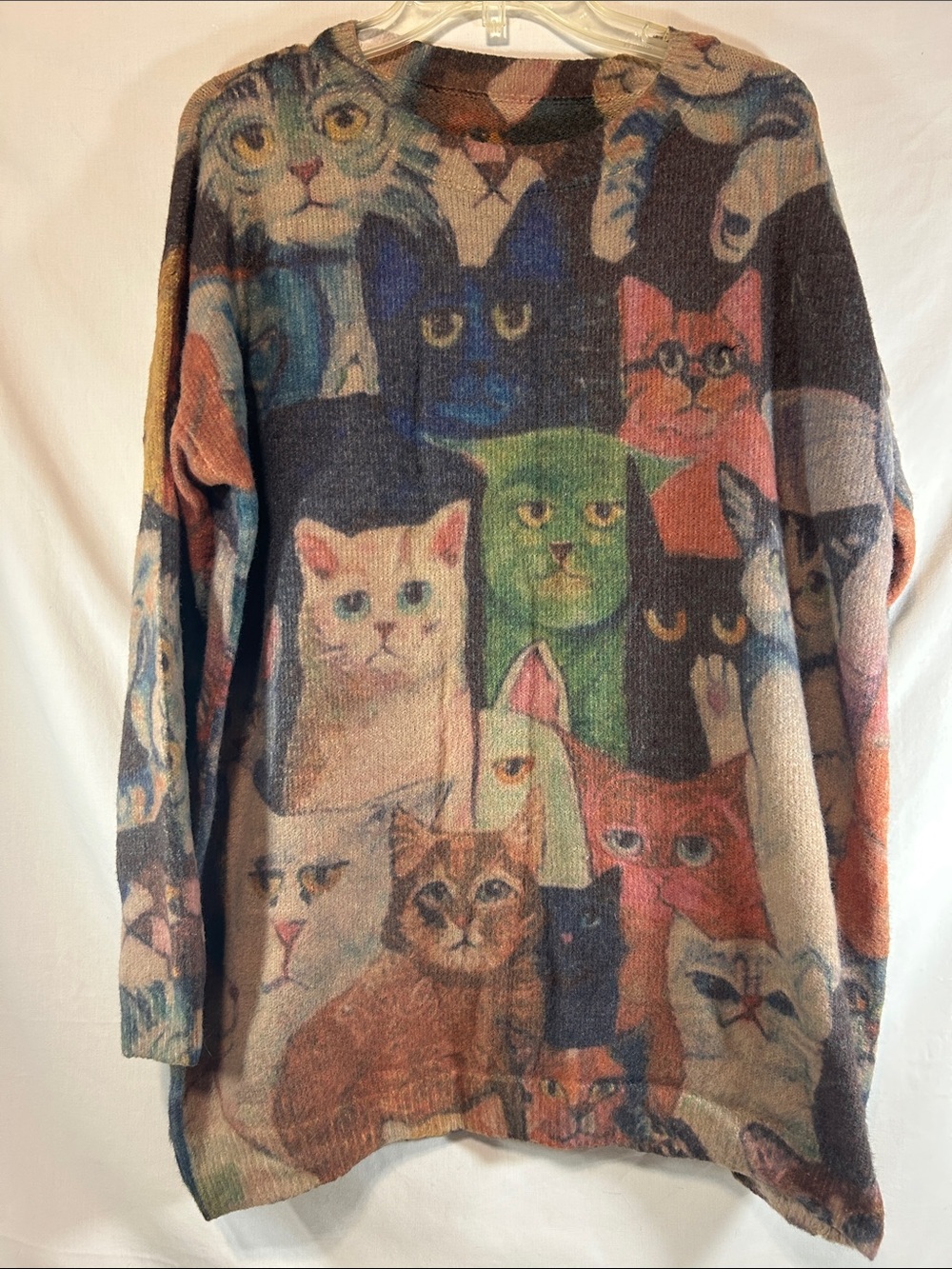 Cat Print Cozy Sweater - Multicolor